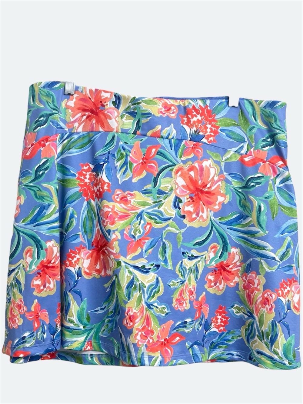 Stella Parker Periwinkle Blue Hibiscus Tropical Floral Performance Skort Size XL